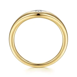 Gabriel & Co. 14K Yellow Gold Diamond Signet Ring