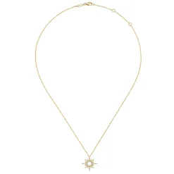 New Gabriel & Co. 14K Yellow Gold Diamond Spike Starburst Pendant Diamond Necklace