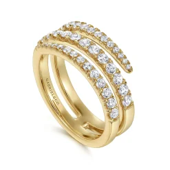New Gabriel & Co. 14K Yellow Gold Diamond Spikes Wrap Ladies Ring