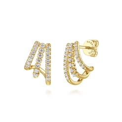 Clearance Gabriel & Co. 14K Yellow Gold Diamond Stacked J Hoop Earrings