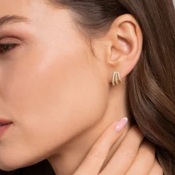 Clearance Gabriel & Co. 14K Yellow Gold Diamond Stacked J Hoop Earrings