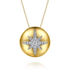 Sale Gabriel & Co. 14K Yellow Gold Diamond Starburst Pendant Necklace