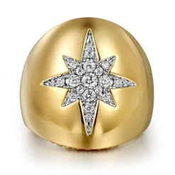 Hot Gabriel & Co. 14K Yellow Gold Diamond Starburst Ladies' Ring