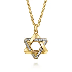 Outlet Gabriel & Co. 14K Yellow Gold Diamond Star of David Pendant