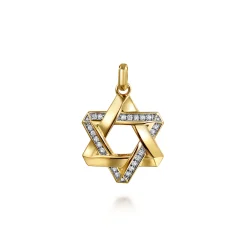 Outlet Gabriel & Co. 14K Yellow Gold Diamond Star of David Pendant
