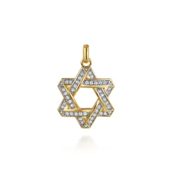 Hot Gabriel & Co. 14K Yellow Gold Diamond Star of David Pendant