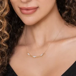Outlet Gabriel & Co. 14K Yellow Gold Diamond Station Bar Necklace