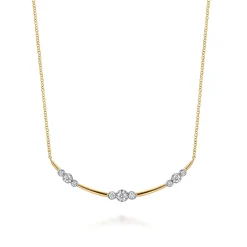 Outlet Gabriel & Co. 14K Yellow Gold Diamond Station Bar Necklace