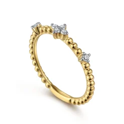 Gabriel & Co. 14K Yellow Gold Diamond Station Bujukan Stackable Ring