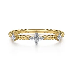 Gabriel & Co. 14K Yellow Gold Diamond Station Bujukan Stackable Ring