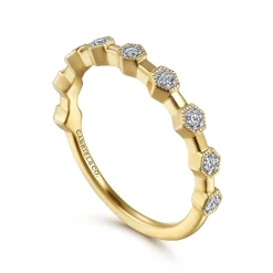 Clearance Gabriel & Co. 14K Yellow Gold Diamond Station Stackable Ring