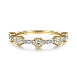 Sale Gabriel & Co. 14K Yellow Gold Diamond Station Stackable Ring