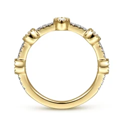 Sale Gabriel & Co. 14K Yellow Gold Diamond Station Stackable Ring