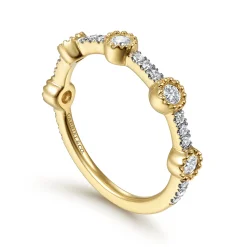 Sale Gabriel & Co. 14K Yellow Gold Diamond Station Stackable Ring