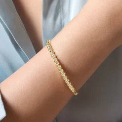 New Gabriel & Co. 14K Yellow Gold Diamond Station Open Bangle