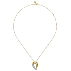 Best Gabriel & Co. 14K Yellow Gold Diamond Swirl Pendant Necklace