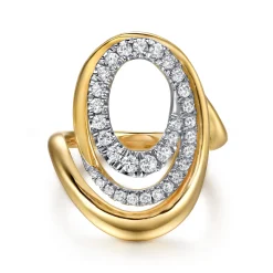 Clearance Gabriel & Co. 14K Yellow Gold Diamond Swirl Ring