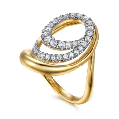 Clearance Gabriel & Co. 14K Yellow Gold Diamond Swirl Ring