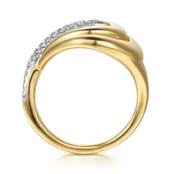 Clearance Gabriel & Co. 14K Yellow Gold Diamond Swirl Ring