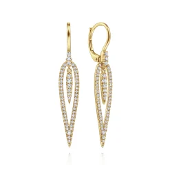Sale Gabriel & Co. 14K Yellow Gold Diamond Teardrop Earrings with Center Drops