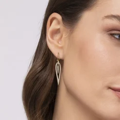 Sale Gabriel & Co. 14K Yellow Gold Diamond Teardrop Earrings with Center Drops