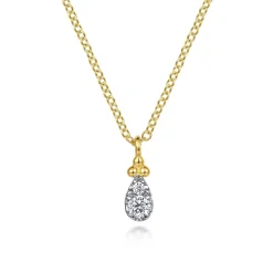 Outlet Gabriel & Co. 14K Yellow Gold Diamond Teardrop Pendant Necklace-Bujukan