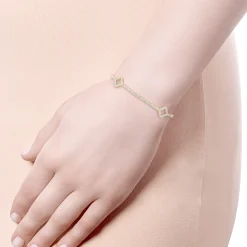 Online Gabriel & Co. 14K Yellow Gold Diamond Tennis Bracelet with Clover Stations