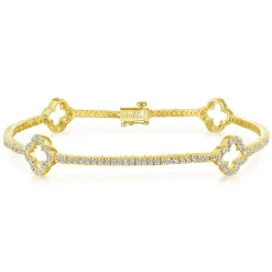 Online Gabriel & Co. 14K Yellow Gold Diamond Tennis Bracelet with Clover Stations