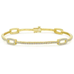 Hot Gabriel & Co. 14K Yellow Gold Diamond Tennis Bracelet with Rectangular Stations