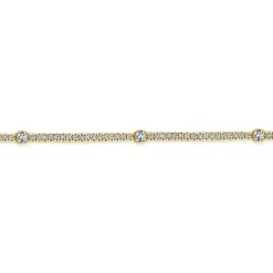 Hot Gabriel & Co. 14K Yellow Gold Diamond Tennis Bracelet with Bezel Set Diamond Stations