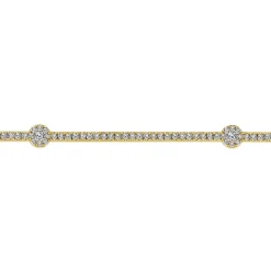 Hot Gabriel & Co. 14K Yellow Gold Diamond Tennis Bracelet with Round Cluster Stations
