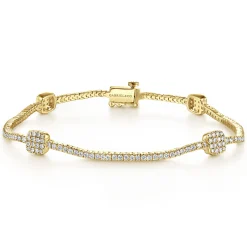 Online Gabriel & Co. 14K Yellow Gold Diamond Tennis Bracelet with Diamond Cube Stations