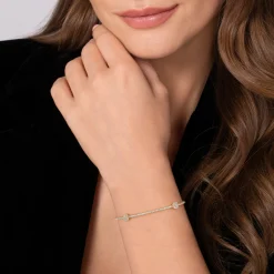 Online Gabriel & Co. 14K Yellow Gold Diamond Tennis Bracelet with Diamond Cube Stations