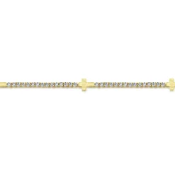 Gabriel & Co. 14K Yellow Gold Diamond Tennis Bracelet with Cross Stations