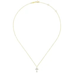 Hot Gabriel & Co. 14K Yellow Gold Diamond Trefoil Cross Necklace