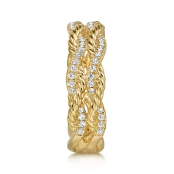 Clearance Gabriel & Co. 14K Yellow Gold Diamond Twisted Ladies Ring