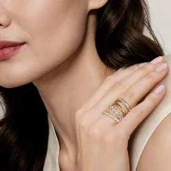 Hot Gabriel & Co. 14K Yellow Gold Diamond Wide Band Easy Stackable Ring