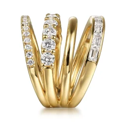 Hot Gabriel & Co. 14K Yellow Gold Diamond Wide Band Easy Stackable Ring