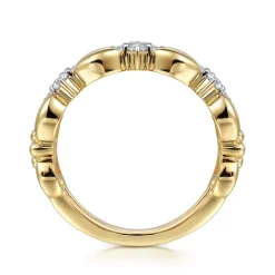 Clearance Gabriel & Co. 14K Yellow Gold Diamond Wide Band Ring