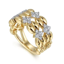 Clearance Gabriel & Co. 14K Yellow Gold Diamond Wide Band Ring