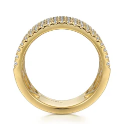Sale Gabriel & Co. 14K Yellow Gold Diamond Wide Band Ladies Ring