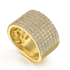 Sale Gabriel & Co. 14K Yellow Gold Diamond Wide Band Ladies Ring