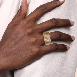 Sale Gabriel & Co. 14K Yellow Gold Diamond Wide Band Ladies Ring
