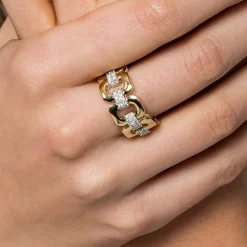 Gabriel & Co. 14K Yellow Gold Diamond Wide Band Ring