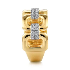 Gabriel & Co. 14K Yellow Gold Diamond Wide Band Ring