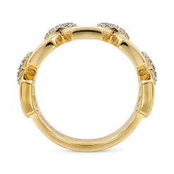 Gabriel & Co. 14K Yellow Gold Diamond Wide Band Ring