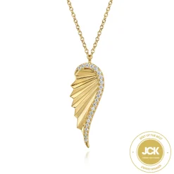 Clearance Gabriel & Co. 14K Yellow Gold Diamond Wing Pendant Necklace