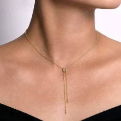 Gabriel & Co. 14K Yellow Gold Diamond Y Knot Necklace