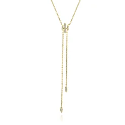 Gabriel & Co. 14K Yellow Gold Diamond Y Knot Necklace