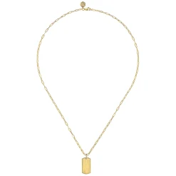 Online Gabriel & Co. 14K Yellow Gold Dog Tag Pendant Hollow Chain Necklace